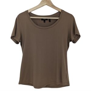 Theory 100% Pima Cotton Women's Medium Tiny Scoop Neck Tee in Truffle